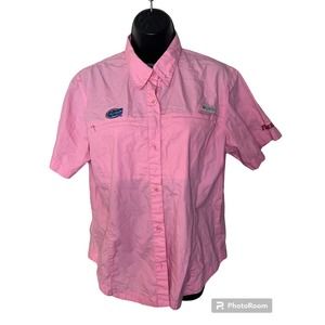Columbia PFG Women’s Sz M pink Florida Gators Short Sleeve Fishing Shirt B223